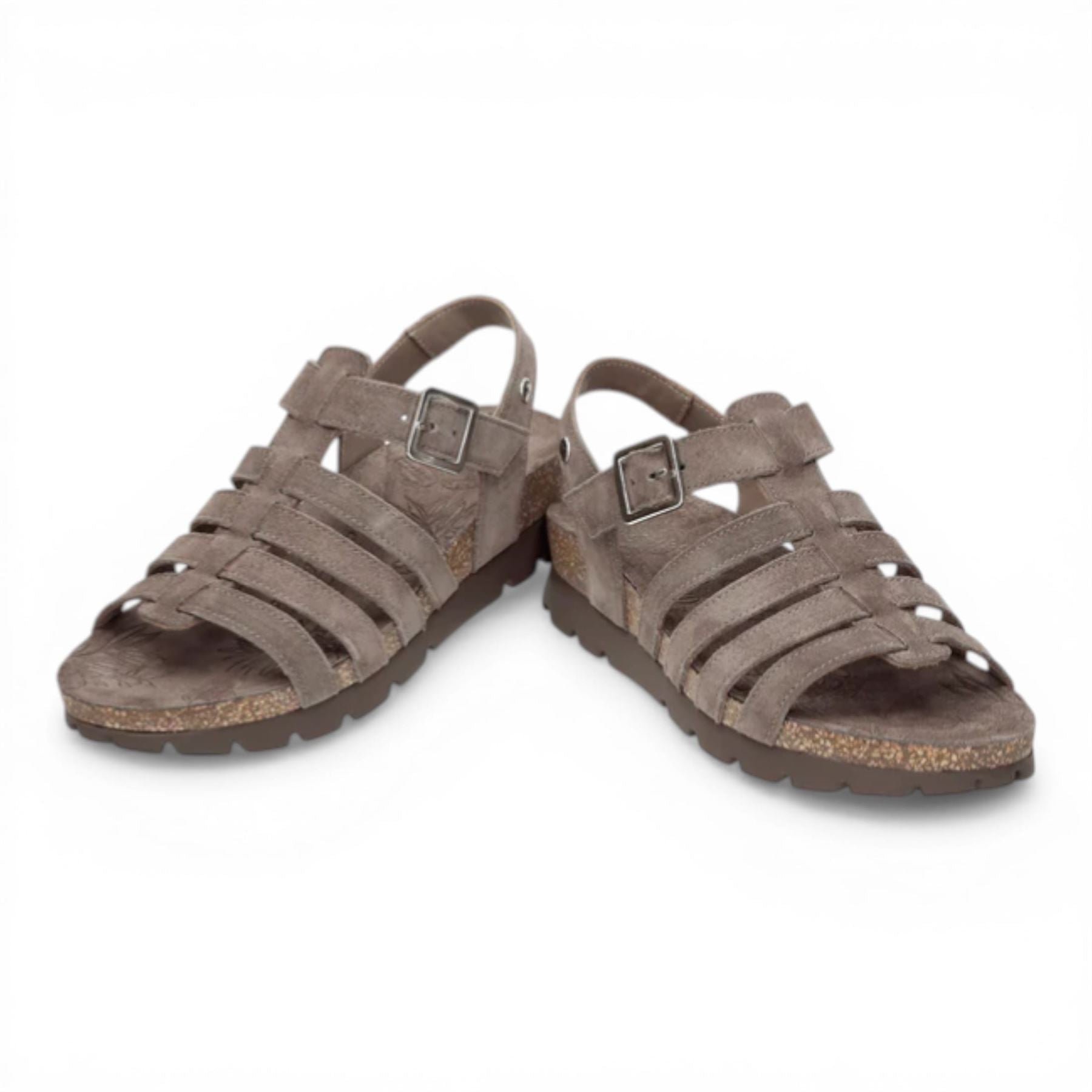 Sasha B6 - Women’s Wedge Stone Grey Suede Leather Sandals