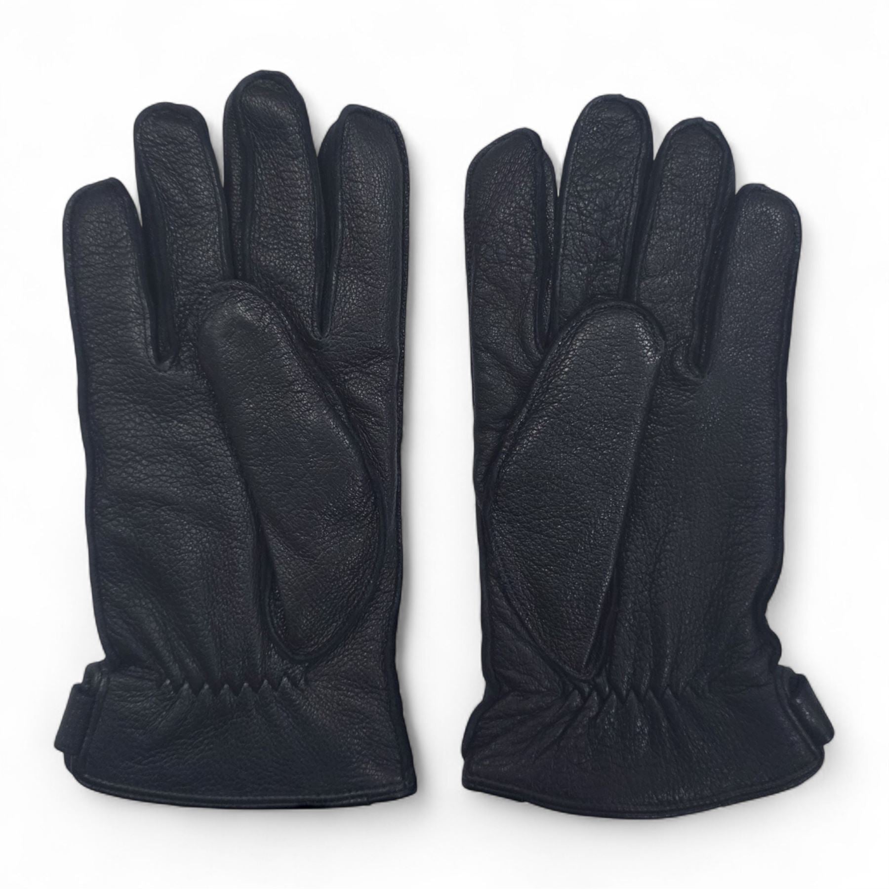 Men’s Leather Wool Lined Snap Button Closure Winter Gloves