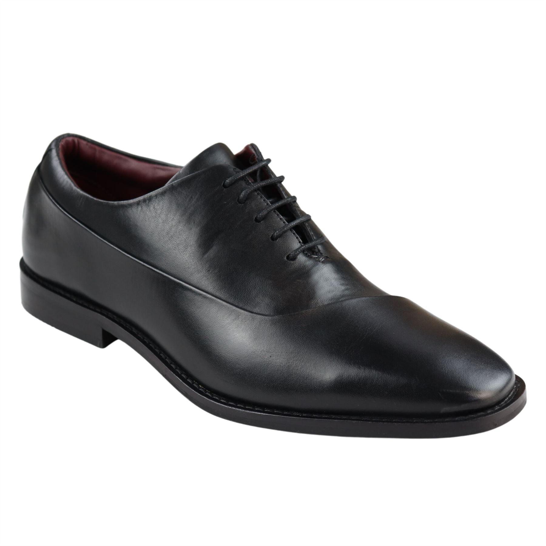 Mens Laced Real Leather Derby Shoes Smart Formal Classic Black Brown - Knighthood Store