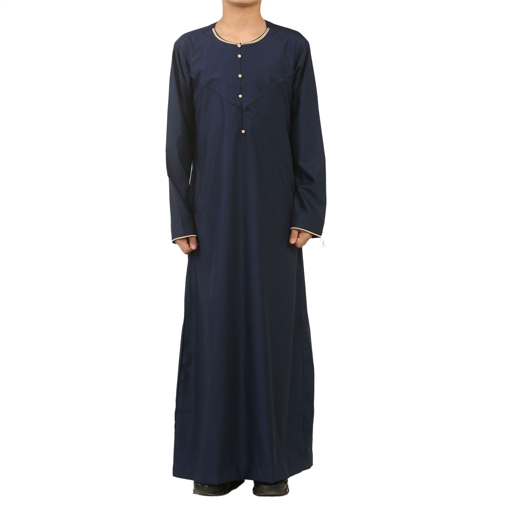 Boy's Thobe Emirati Omani Jubba Islamic Clothing Muslim Kaftan Eid Robe Arab Gold Embroidery