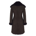 Brown Luxury 3/4 Length Ladies Suede Real Toscana Sheepskin Coat Tailored Fit - Knighthood Store