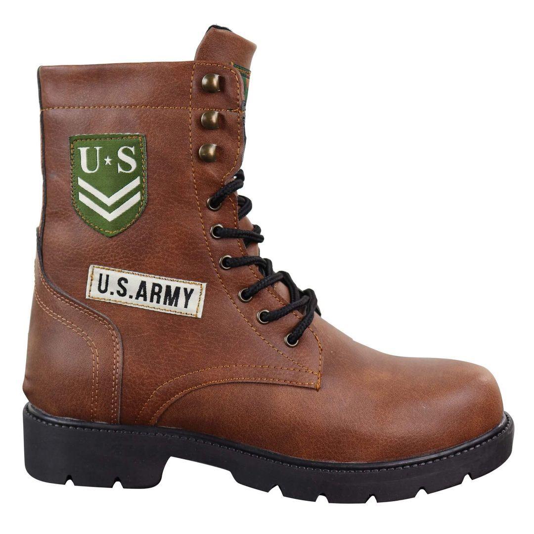 Mens US Military Army Laced Zip Ankle Boots Casual Combat Hiking PU Leather - Knighthood Store