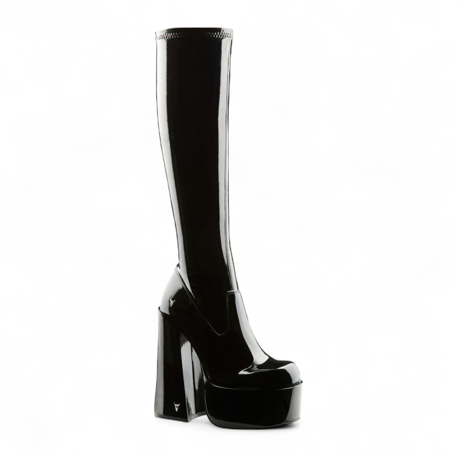 Saucy - Women's Black Knee-High Platform Goth Heel Boots