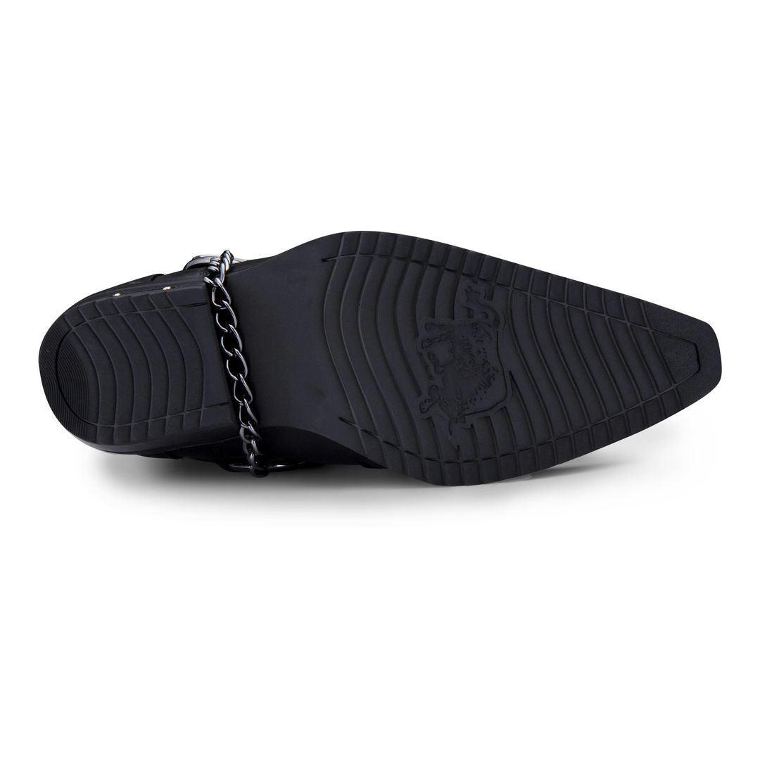 Mens Genuine Leather Western Shoes Croc Snake Pattern Metal Chain Belt Cuban Heel Dancing - Knighthood Store