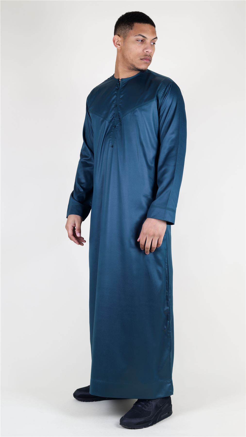 Men's Thobe Jubba Islamic Clothing Muslim Kaftan Emirati Omani Satin Robe