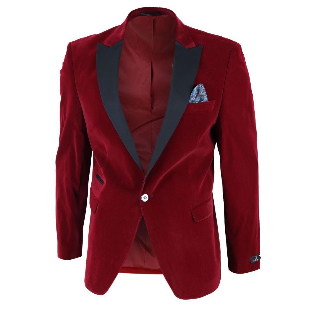 Mens Soft Velvet 1 Button Dinner Jacket Tuxedo Blazer Smart Casual Tailored Fit - Knighthood Store