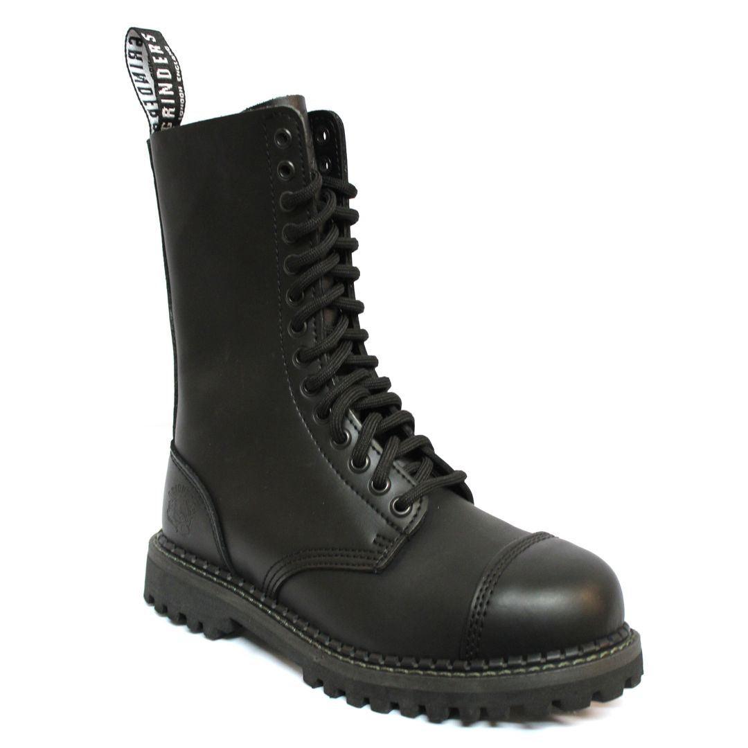 Unisex Real Leather Military Boots Black Ginders Herald Punk Rock Safety Steel Toe - Knighthood Store