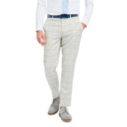 Men's Trousers Grey Checked Linen Suit Pants