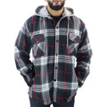 Men's Jumper Thermal Fleece Fur Lined Lumberjack Removable Hooded Buttoned Check Winter Shirt - Knighthood Store