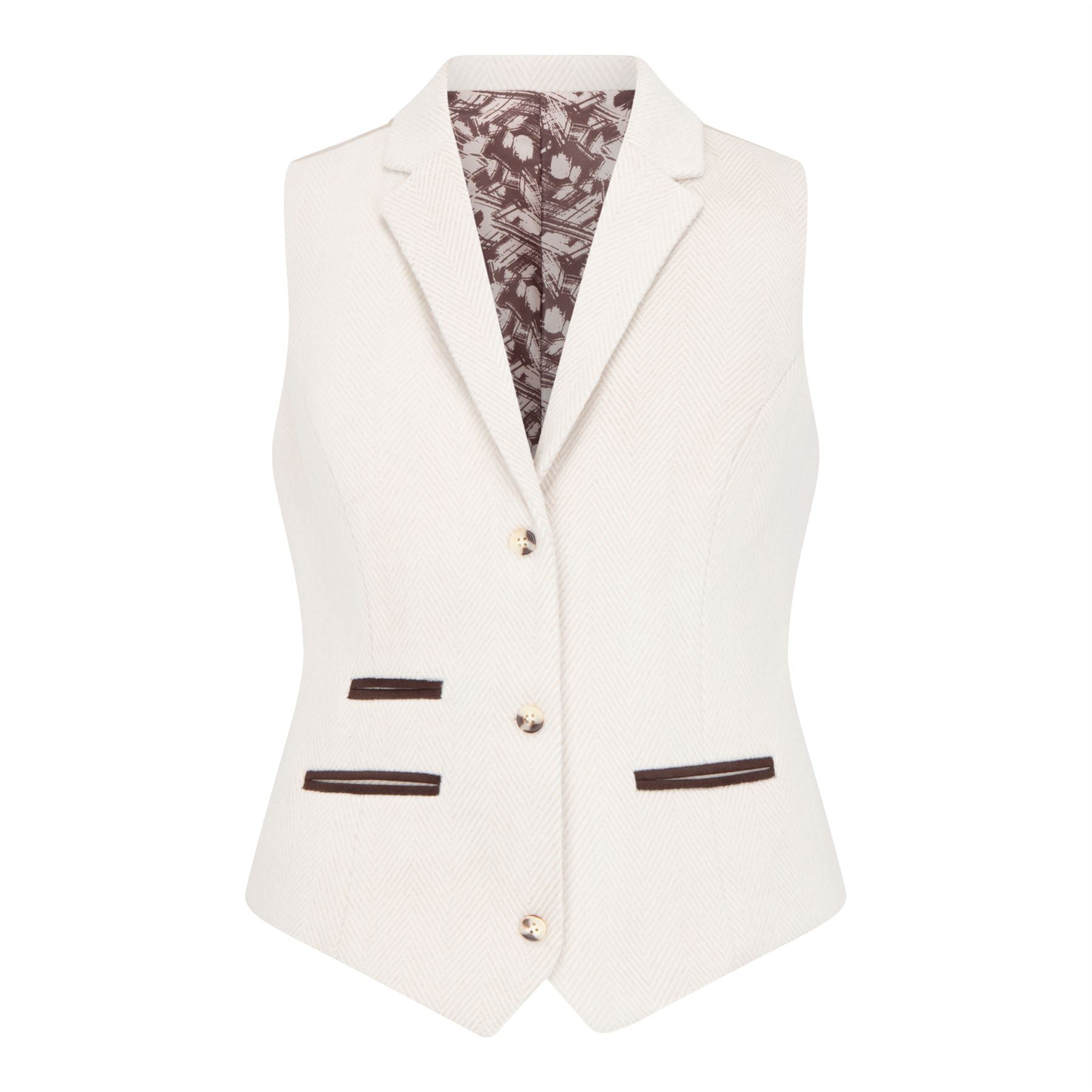 Women's Cream Wool Blend Tweed Blazer Waistcoat
