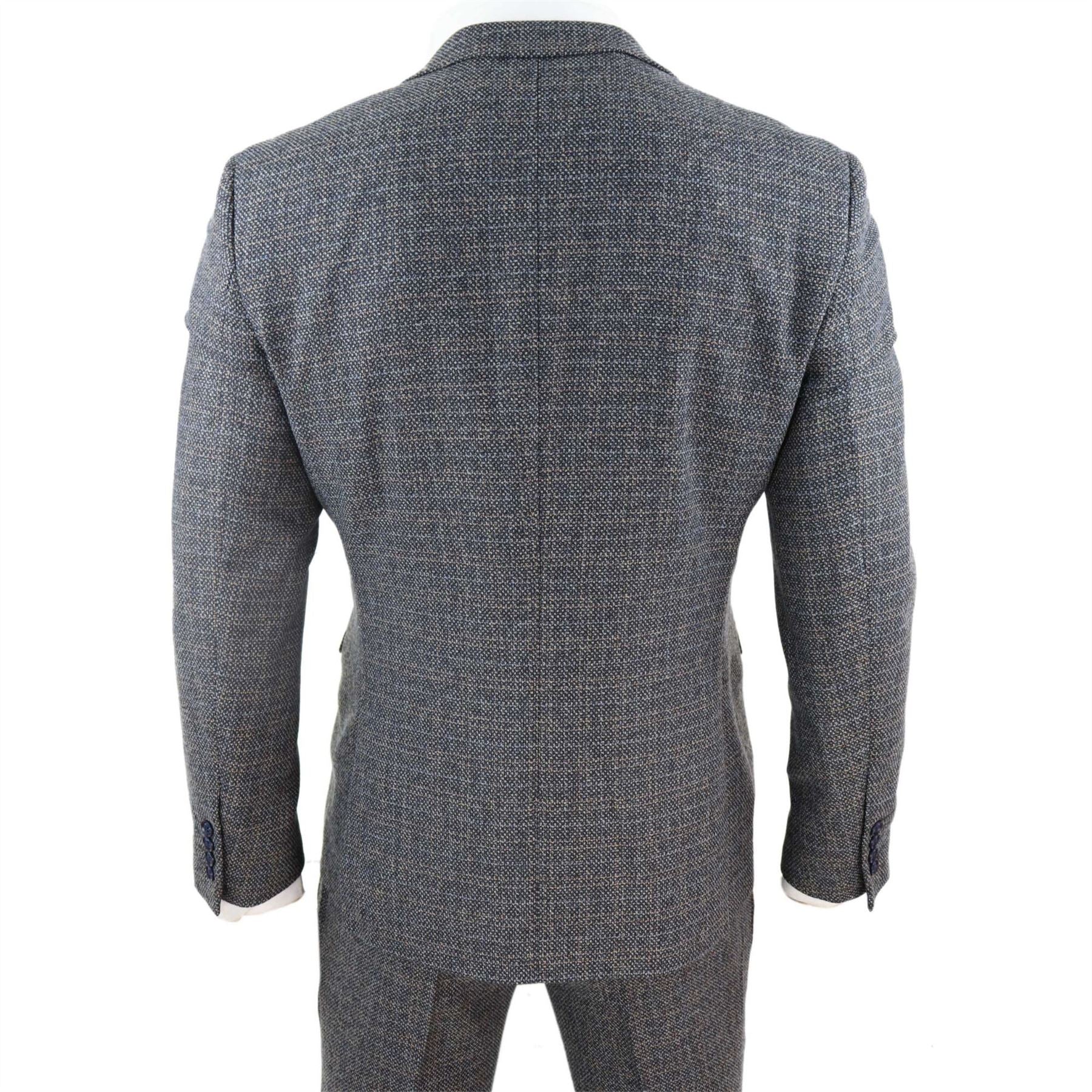 Mens 3 Piece Suit Tweed Check Vintage Retro Tailored Fit 1920s