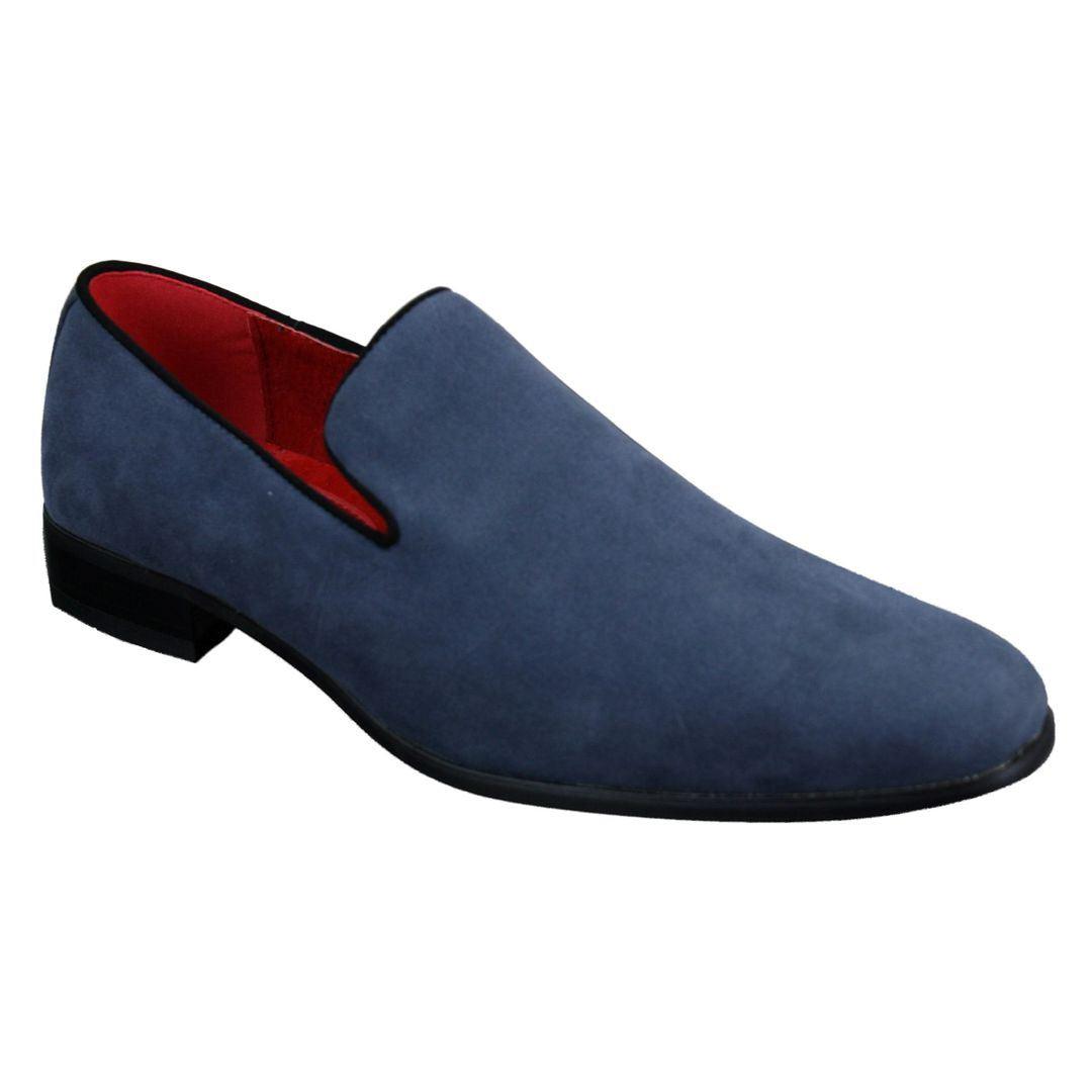 Mens Slip On Suede Driving Loafers Shoes Leather Smart Casual Red Blue Black - Knighthood Store