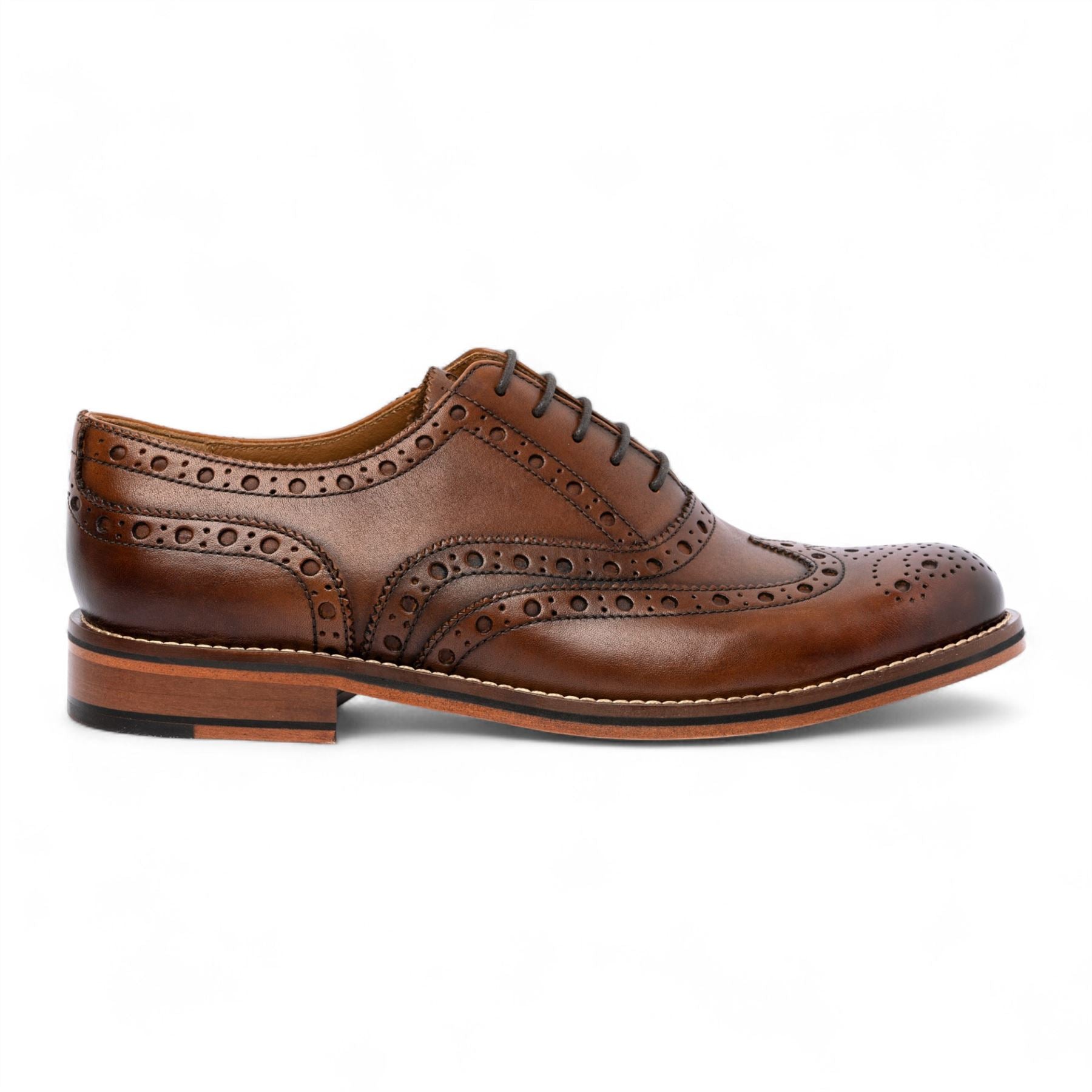 Men’s Brown Leather Wingtip Brogue Oxford Office Shoes