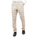 Men's Trousers Beige Checked Casual Formal Pants - Knighthood Store