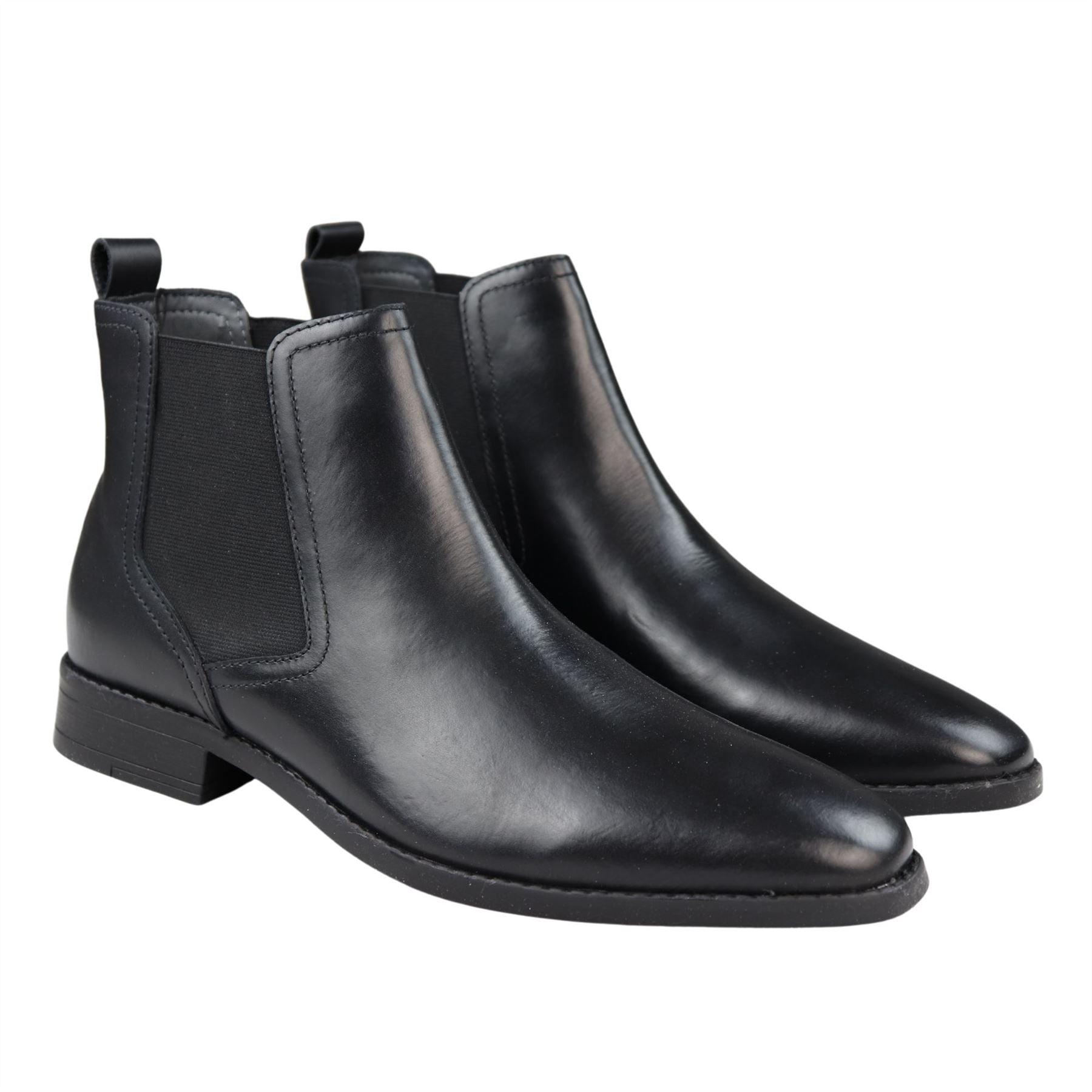 Mens Black Slip On Chelsea Boots Real Leather Smart Casual - Knighthood Store