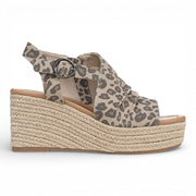 Amira - Women's Beige Print Wedge Slingbacks Heel Sandals
