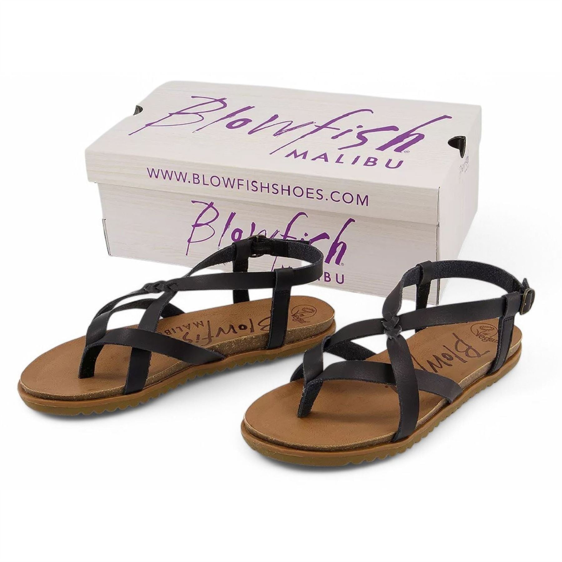 Macarah B - Women's Black Strappy Buckle Sandals