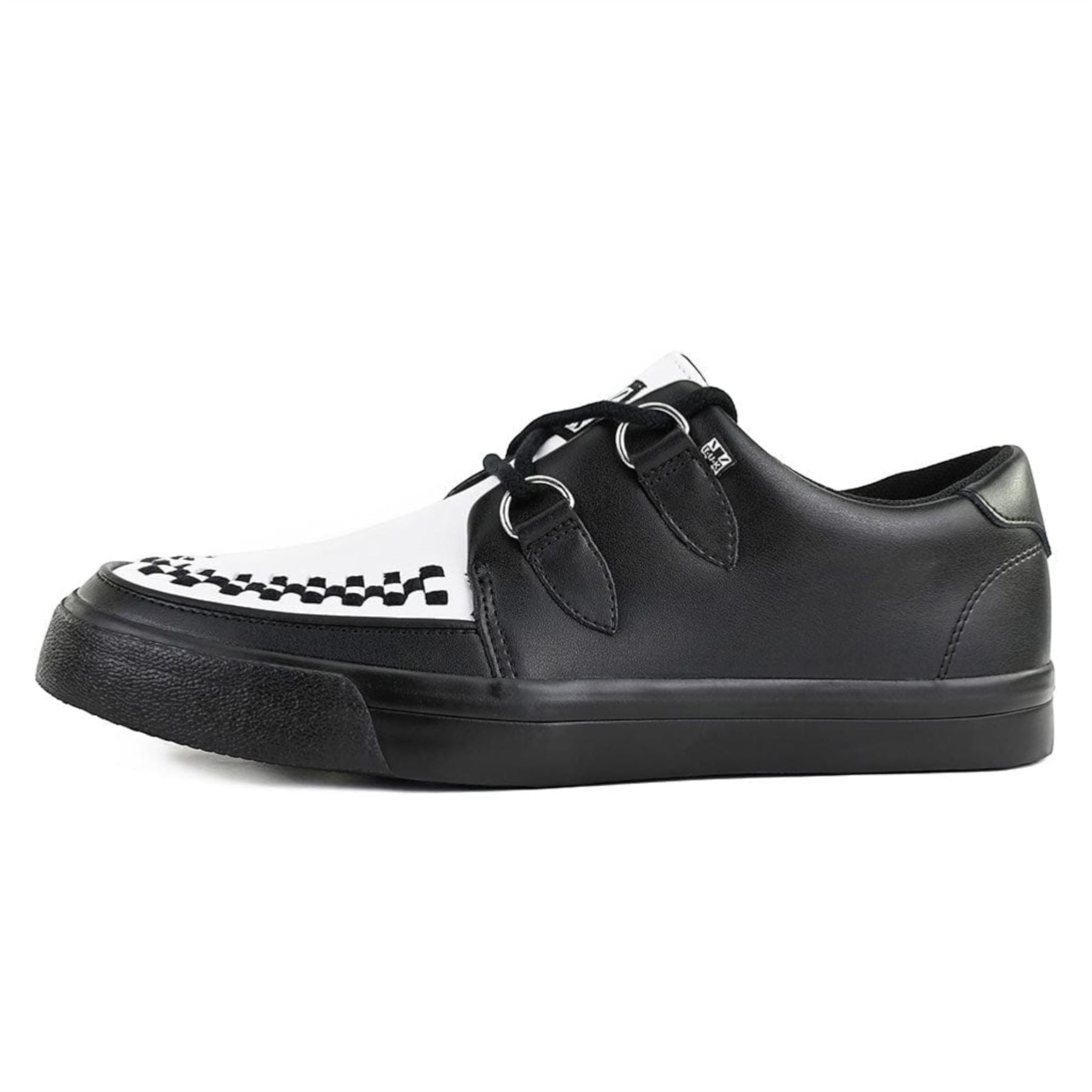 Pointed Creeper Sneaker Black White Leather Platform Shoes