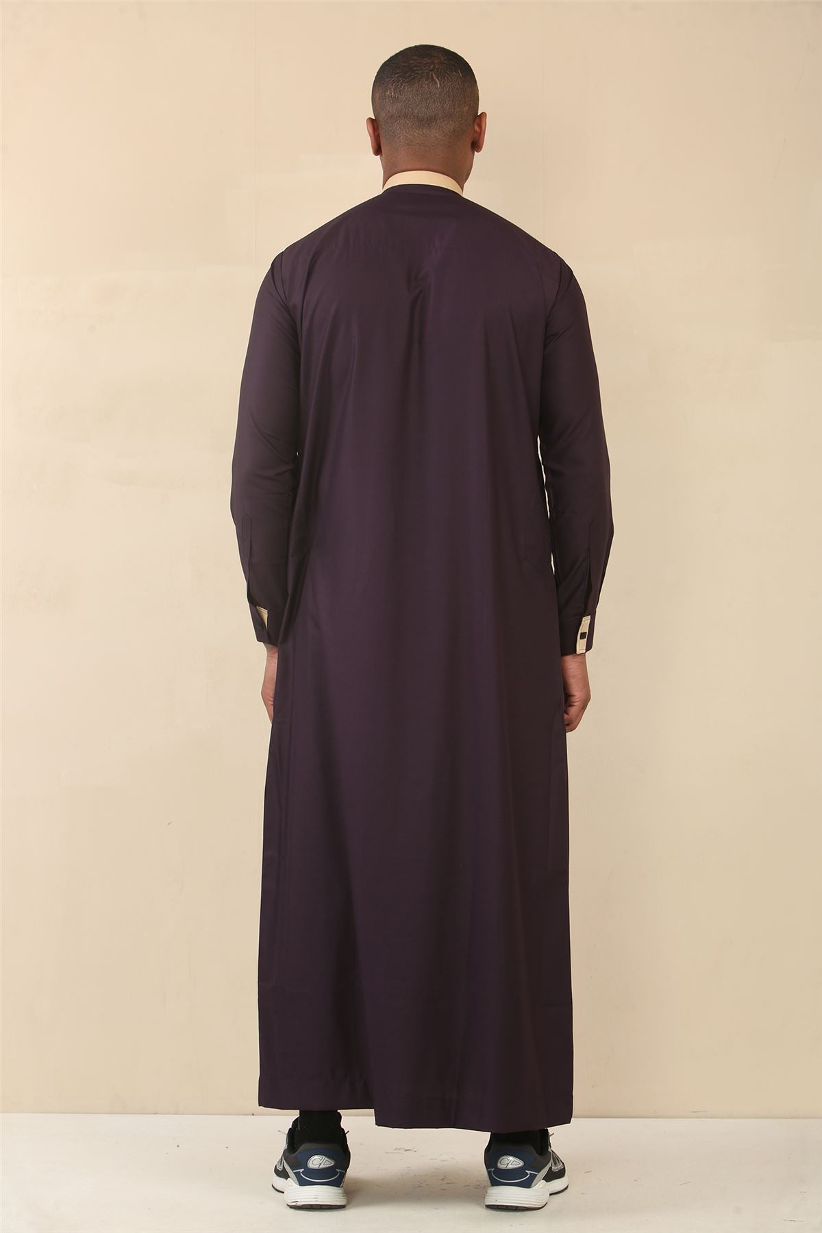 Men's Thobe Jubba Nehru Round Collar Islamic Clothing Muslim Kaftan Embroidery Eid Robe Saudi