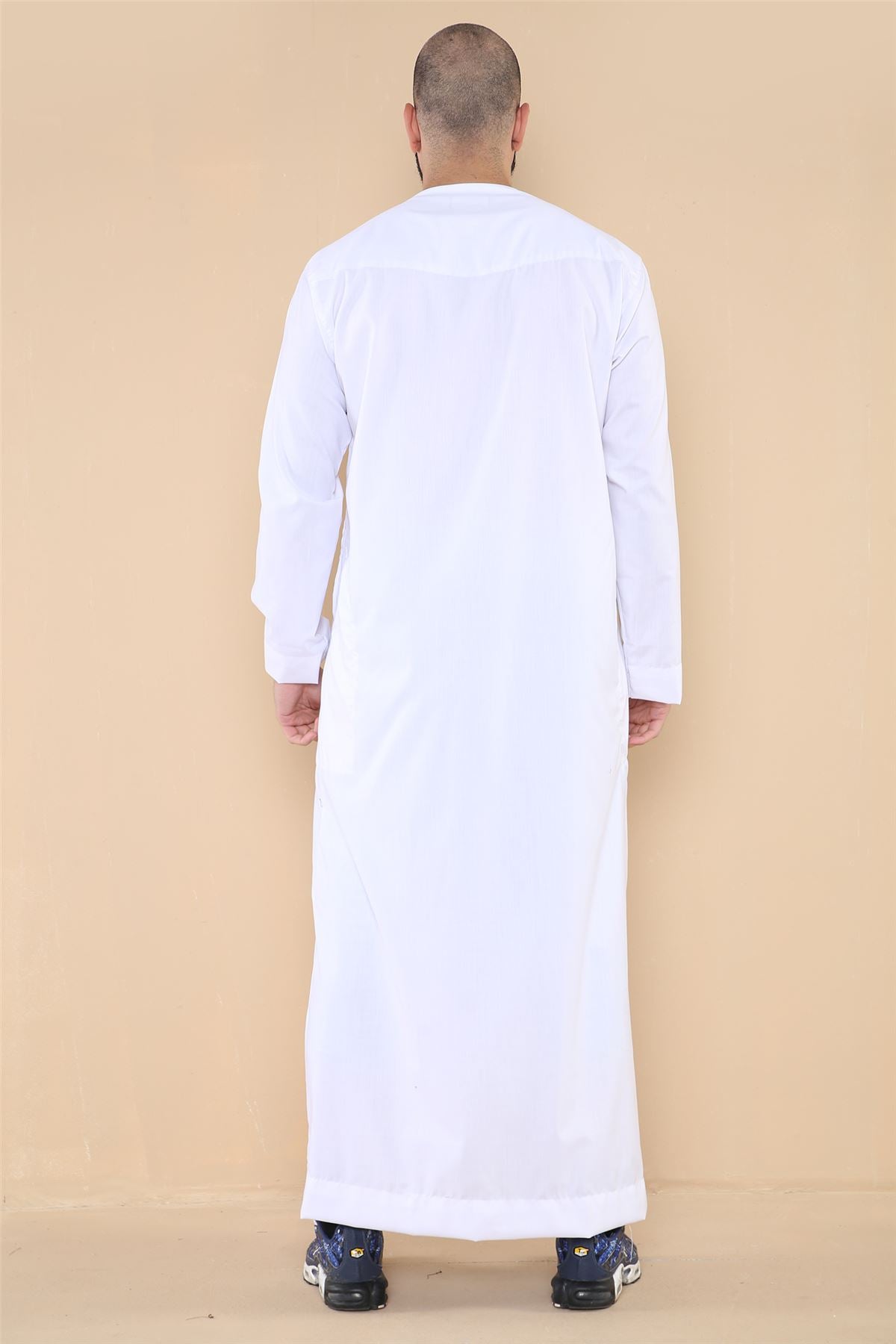 Mens Thobe Jubba Islamic Clothing Muslim Kaftan Emirati Omani Robe Casual Cotton