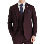 Regent - Men's Wine Checked Tailored Fit Blazer