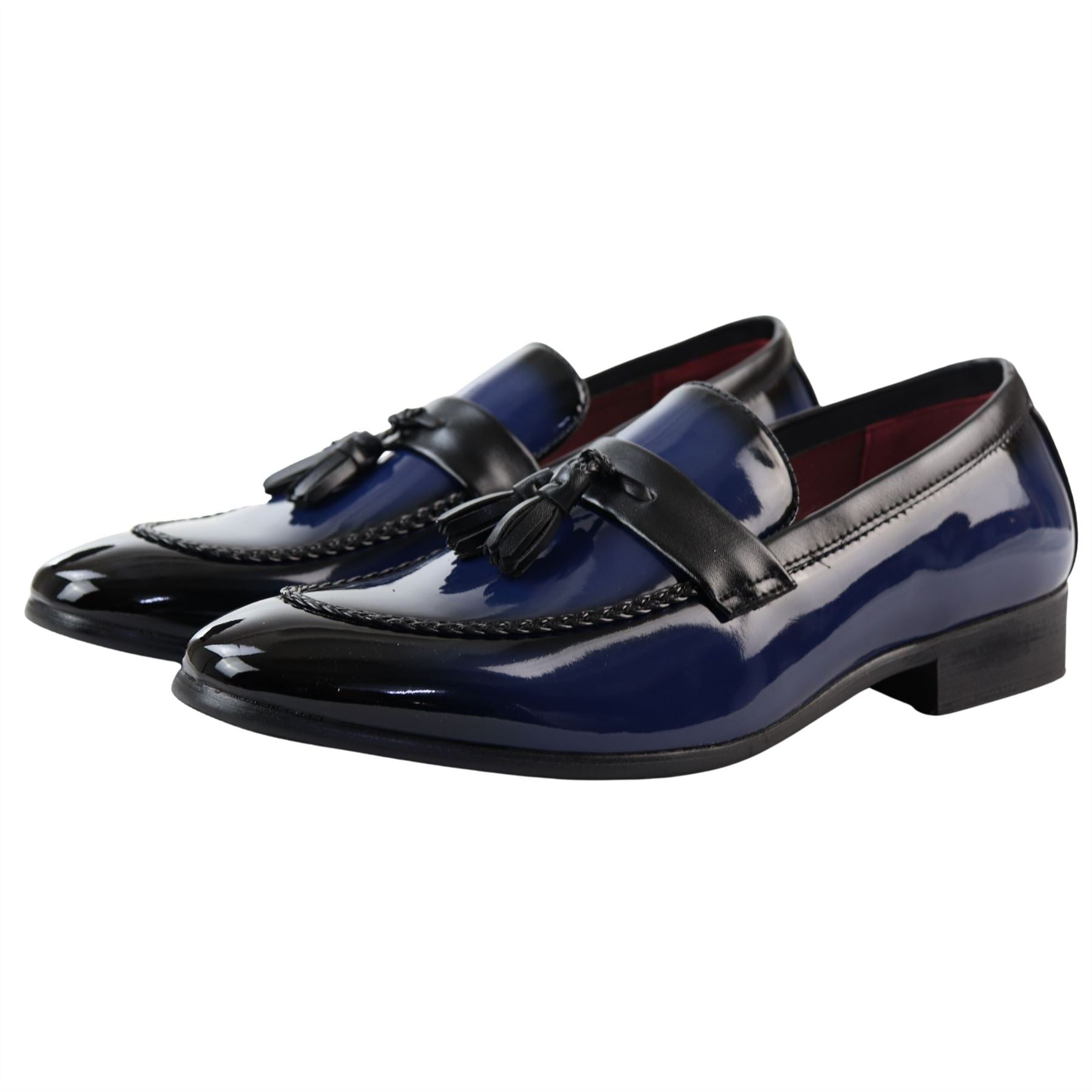 Men's Moccasin Loafers Patent Leather Lined Slip On Tassel Formal Dress Shoes - Knighthood Store