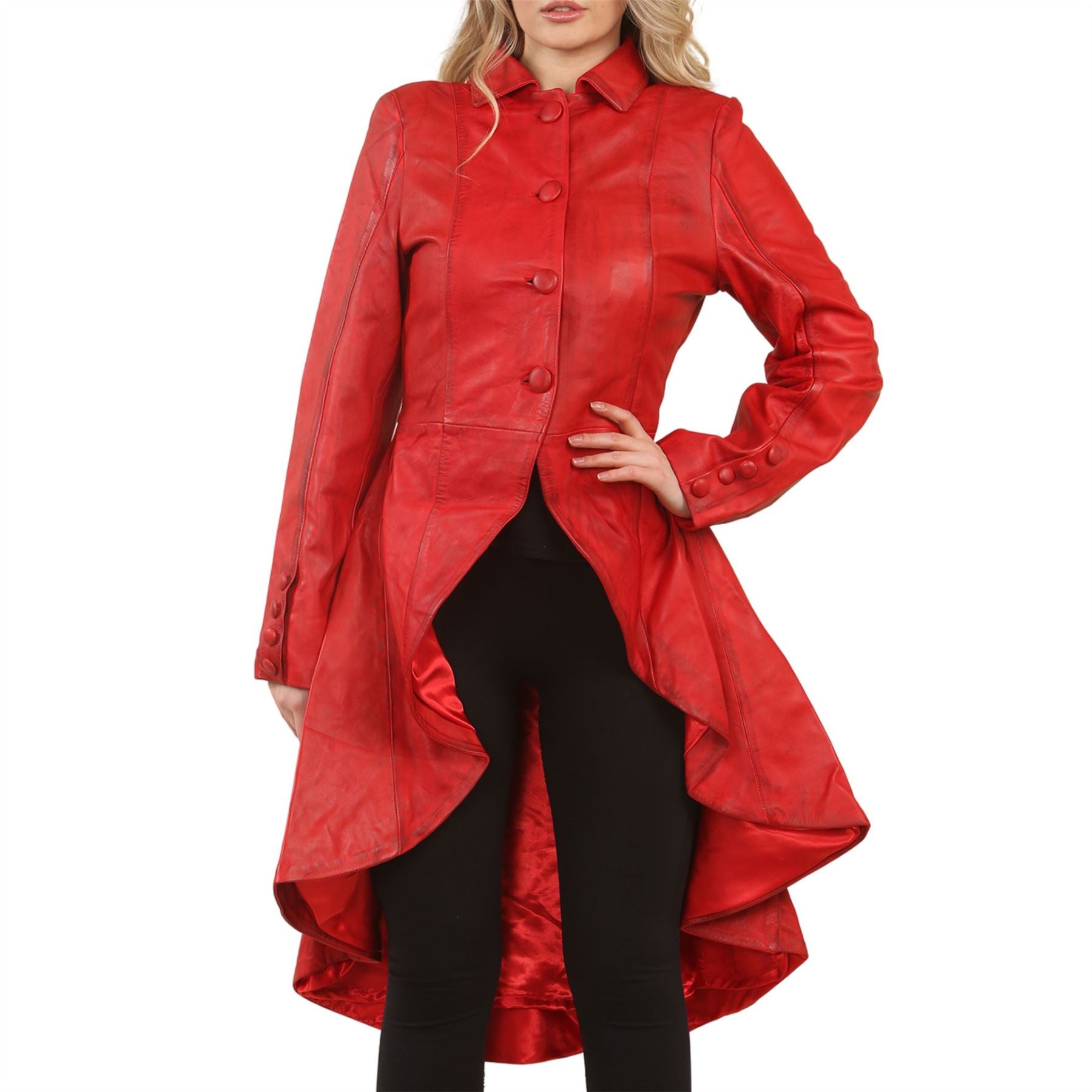 Women's Gothic Full Length Victorian Leather Coat