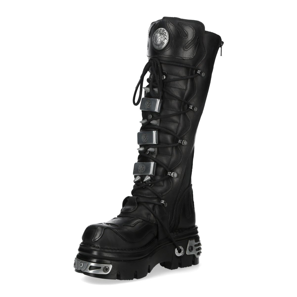 New Rock M-161-C10 Knee High Black Leather Gothic Boots