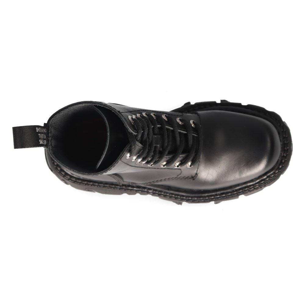 New Rock M-MILI084N-S5 Unisex Black 100% Leather Platform Military Boots - Knighthood Store