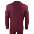 Mens Wine Maroon Check Herringbone Tweed Vintage Tailored Fit 3 Piece Suit Smart - Knighthood Store