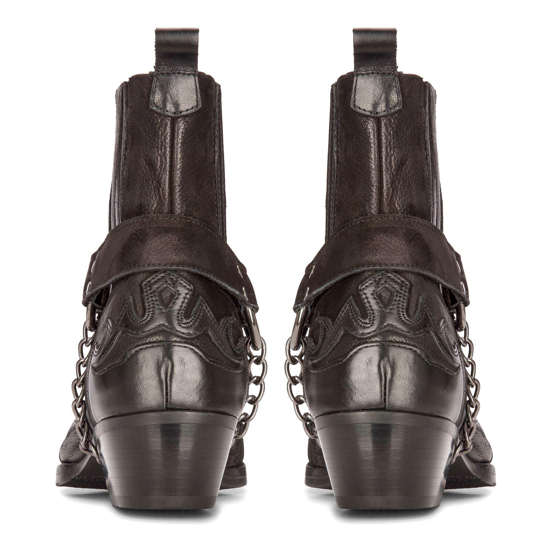 Mens Western Cowboy Boots Vintage Pointed Knight Ankle Country Boot Riding Real Leather - Knighthood Store