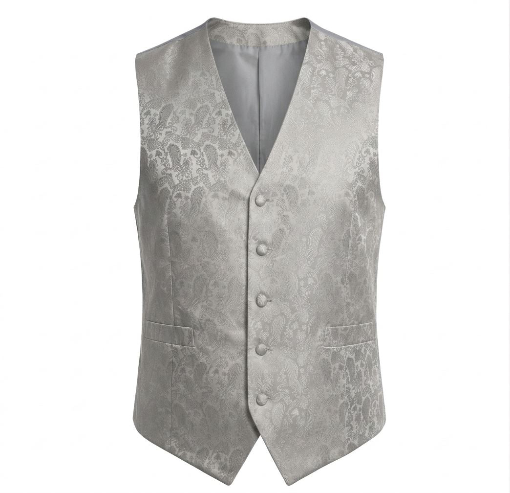 Men's Paisley Floral 3 Piece Bow Tie Hankie Waistcoat Set