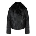 Ladies Vintage 100% Real Sheepskin Jacket Leather Biker Black Aviator Flying - Knighthood Store