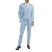 Malibu - Men's Sky Blue Textured 3 Piece Suit