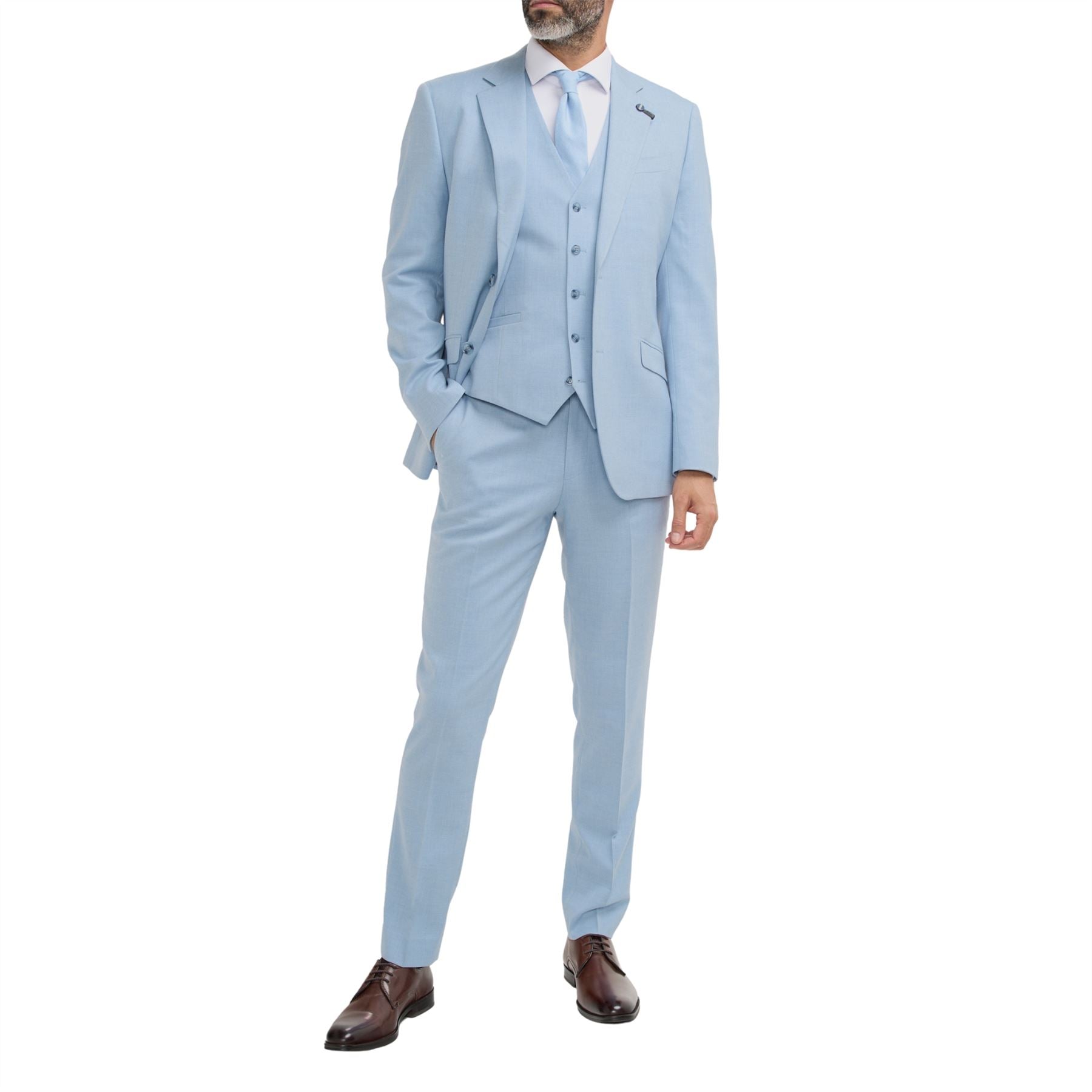 Malibu - Men's Sky Blue Textured 3 Piece Suit