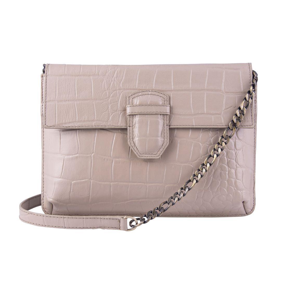 Womens Real Leather Buckle Hide Clutch Shoulder Bag Metal Chain Cross Body - Knighthood Store