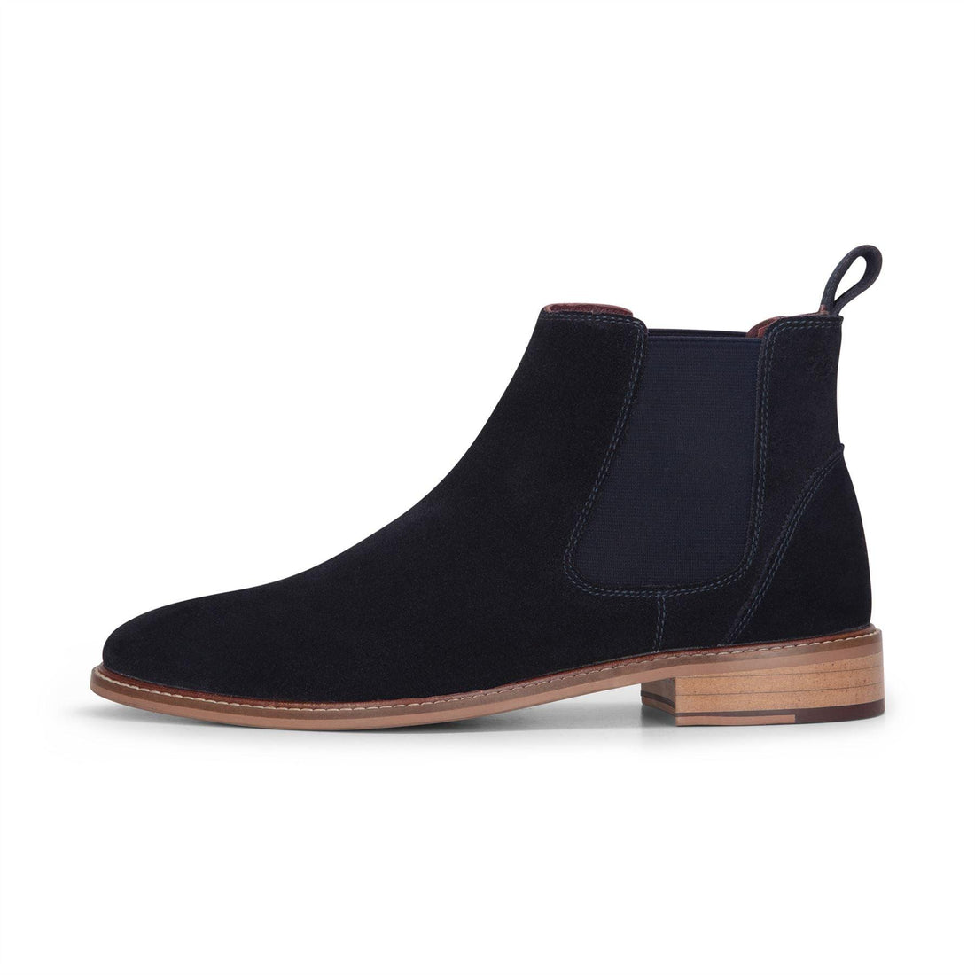 Men's Navy Suede Leather Slip On Chelsea Ankle Boots - Knighthood Store