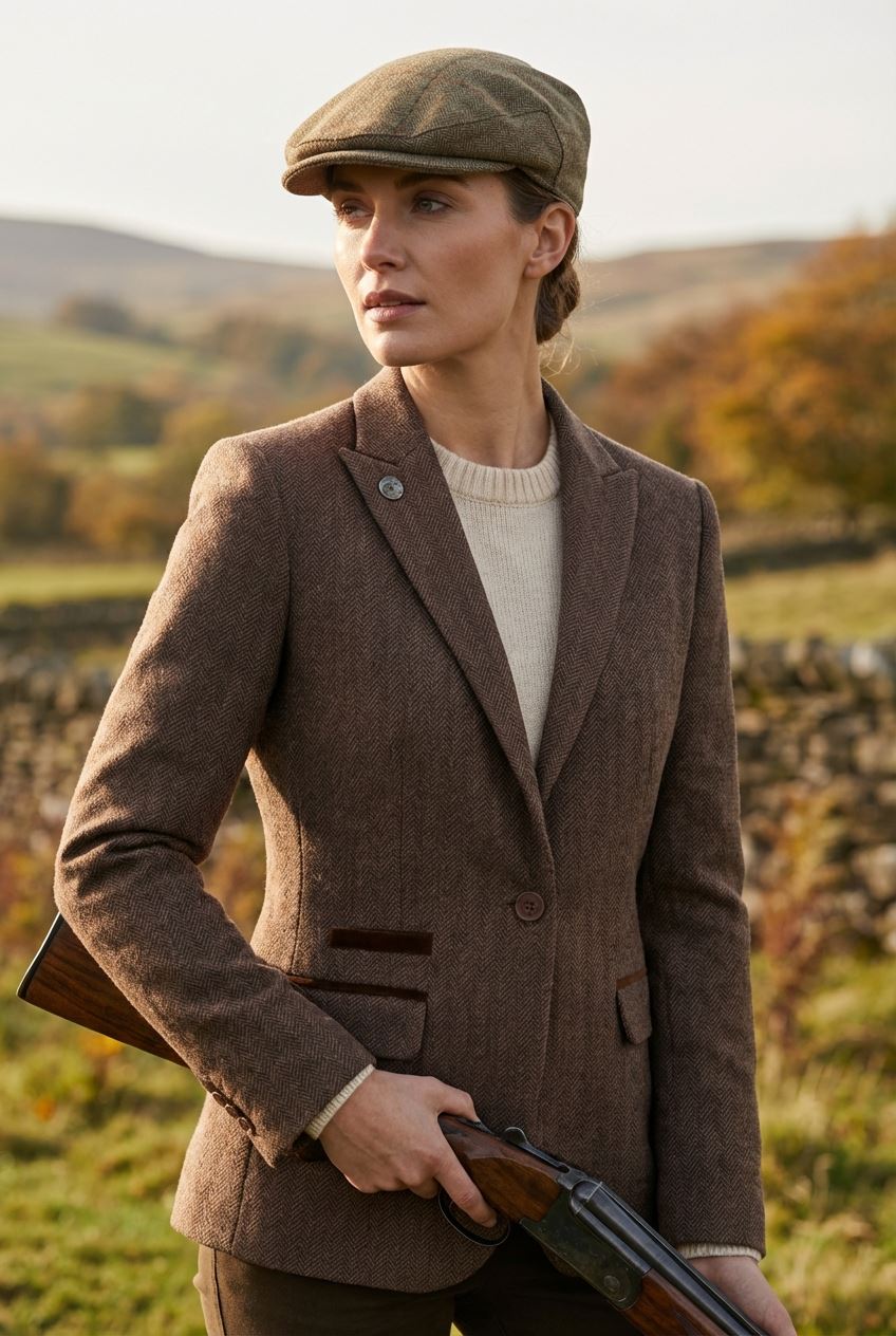 IMW-02 - Women's Oak Tweed Herringbone Blazer Waistcoat