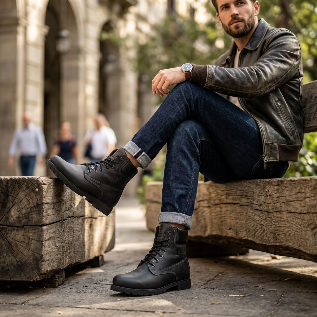 03 C3 - Men's Black Leather Waterproof Ankle Boots