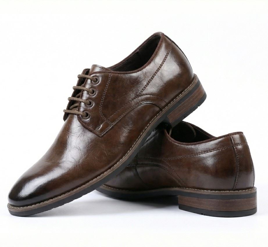 Men’s Classic Plain Toe Derby Lace-Up Oxfords Dress Shoes