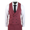 Mens Wool 3 Piece Burgundy Red Suit Double Breasted Wedding Party Vintage 1920s - Knighthood Store