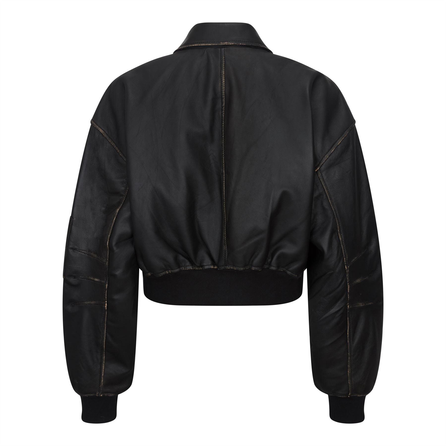Women's Leather Jacket Cropped Bomber Zipper Short Coat - Knighthood Store