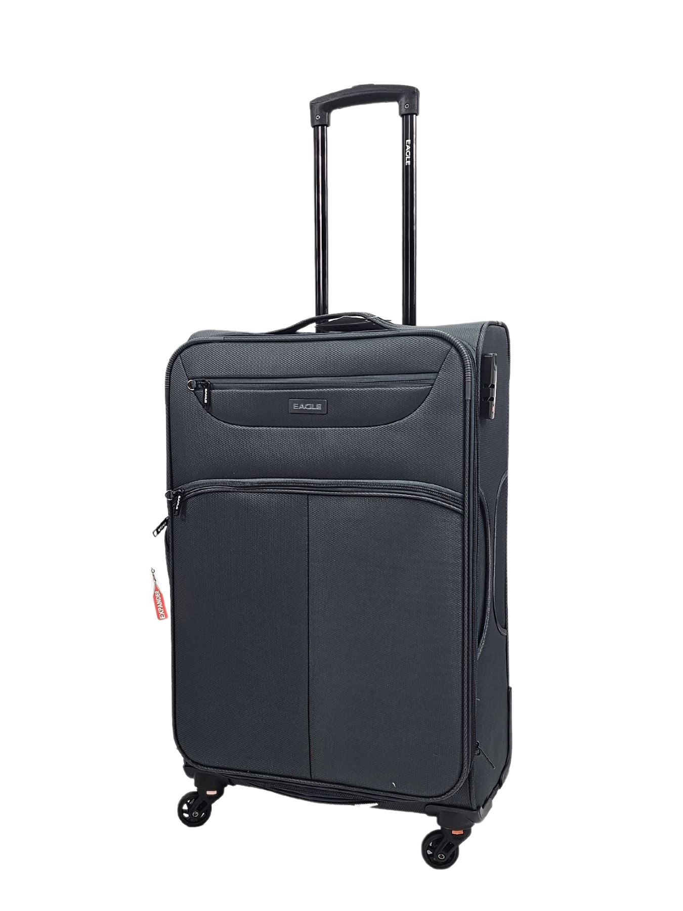 Soft Case Suitcase 4 Wheels Cabin Check In Hand Luggage Trolley Pin Combination Zipped Compartments