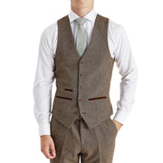 Oscar - Men's Brown Wool Blend Tweed Waistcoat
