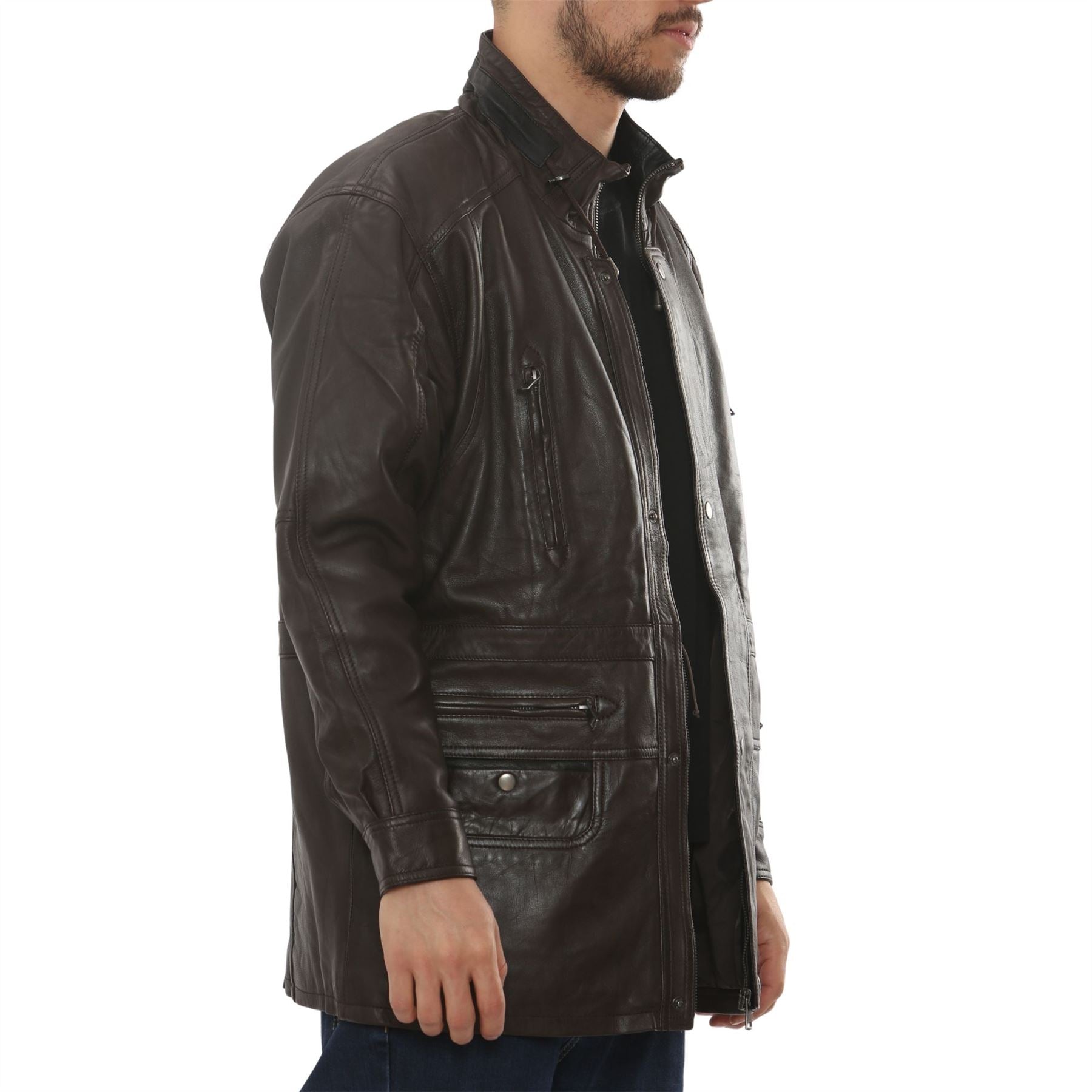 Men's Lambskin Leather Mid Length Jacket
