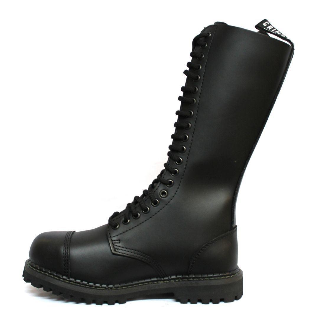 Unisex Real Leather Military Boots Black Ginders King Punk Rock Safety Steel Toe - Knighthood Store