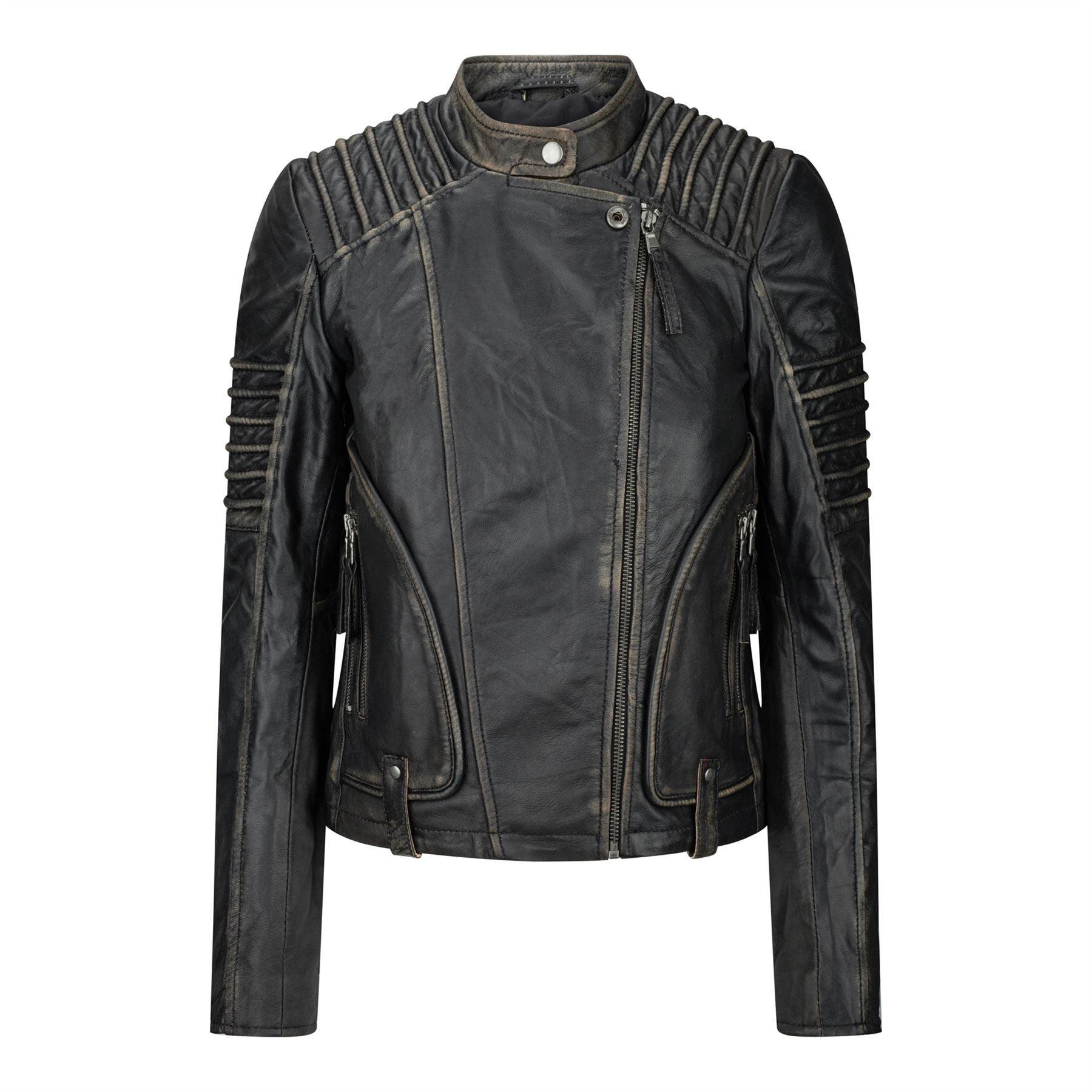 Womens Ladies Girls Soft Black Gold Real Leather Short Biker Style Jacket - Knighthood Store