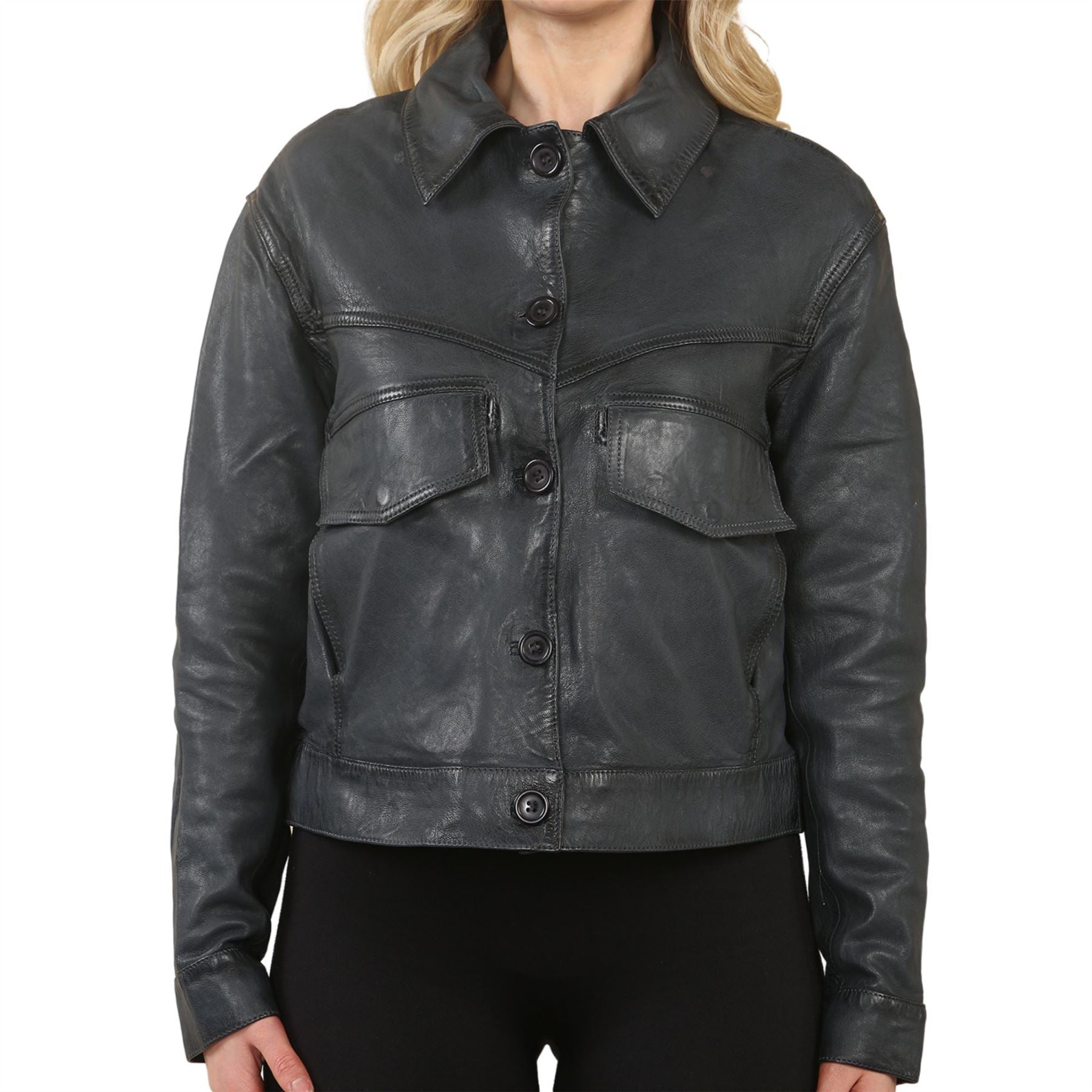 Women's Retro Classic Collar Biker Leather Jacket