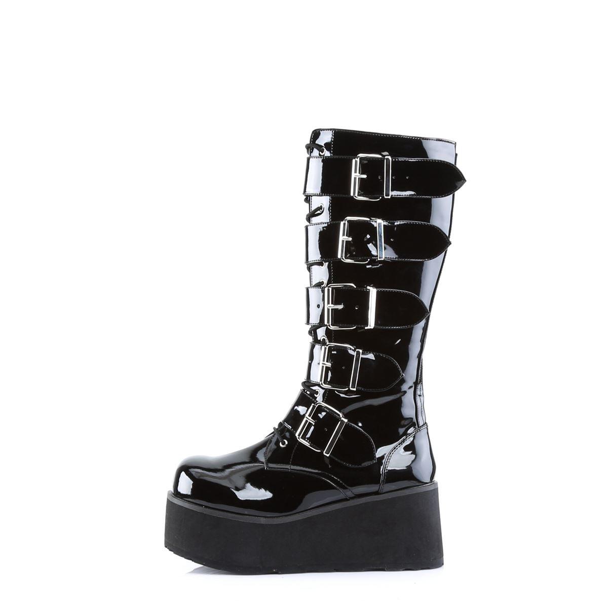 Knee Boots Demonia TRASHVILLE 518 Unisex Goth Punk Rock Black Patent Platform - Knighthood Store