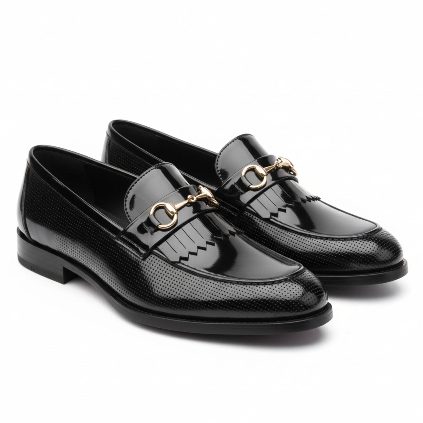 Men’s Black Patent PU Slip On Loafers
